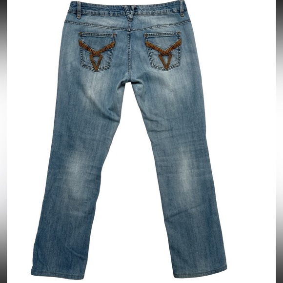 Mossimo Dutti Jeans women’s 8” Rise Embellished  Pockets Size 32 Us EU 42 Flawed - Picture 2 of 12